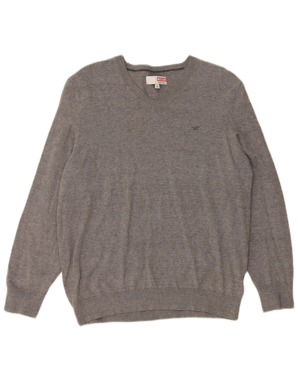 MUSTANG Γυναικείο πουλόβερ με λαιμόκοψη V UK 18 XL Γκρι βαμβακερό