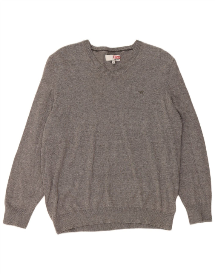 MUSTANG Γυναικείο πουλόβερ με λαιμόκοψη V UK 18 XL Γκρι βαμβακερό