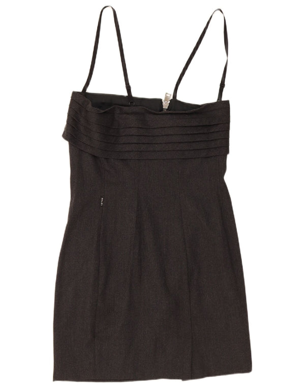 Vintage Γυναικείο Αμάνικο Bodycon Φόρεμα IT 44 Medium Grey Acetate