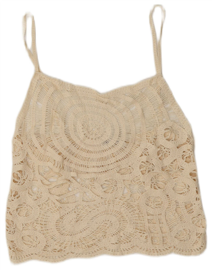 Zara Womens See Through Crochet Cami Top 16 Large Off White