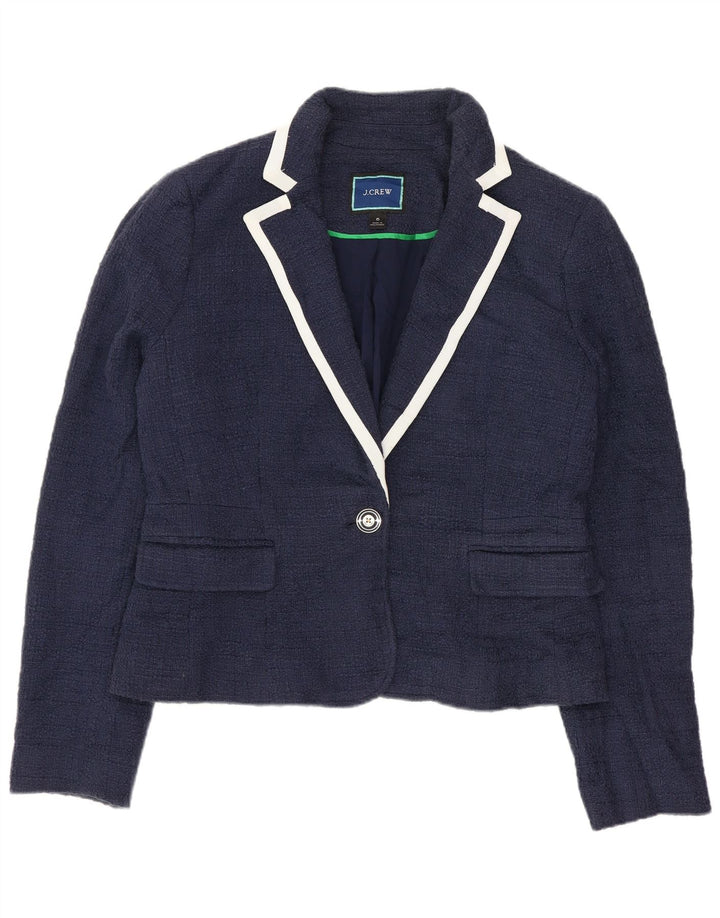 J. Crew Γυναικείο σακάκι σακάκι 1 κουμπιού Crop US 6 Medium Navy Blue Cotton