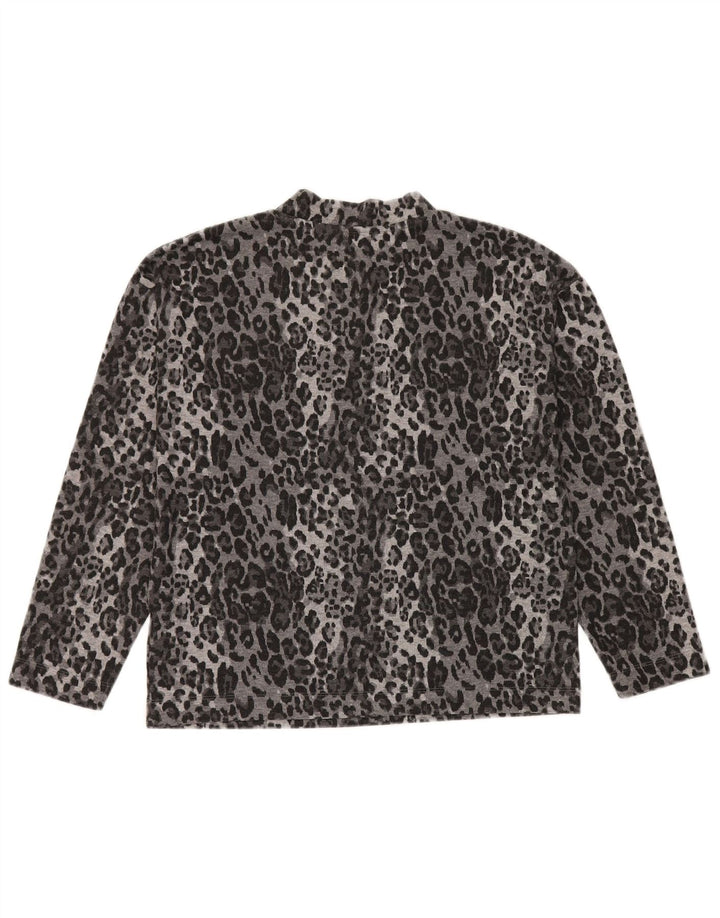 Marks & Spencer Γυναικείο τοπ μακρυμάνικο UK 10 Small Gray Animal Print