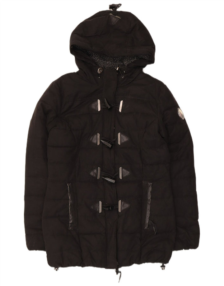 Superdry γυναικείο μπουφάν με κουκούλα με επένδυση UK 12 μεσαίο μαύρο πολυεστέρα