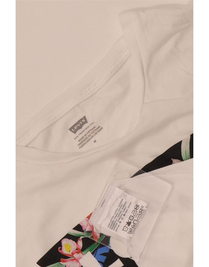 Γυναικείο γραφικό μπλουζάκι Levi's Top UK 12 μεσαίο λευκό βαμβακερό