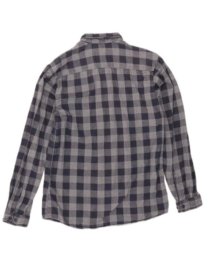 Ανδρικό φανελένιο πουκάμισο JACK & JONES Μικρό μπλε ναυτικό καρό βαμβακερό