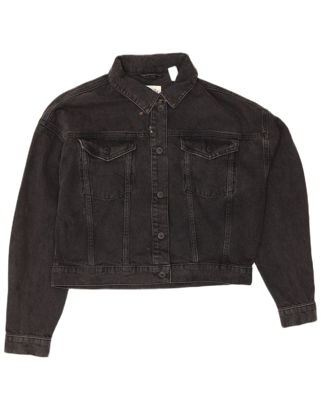 JACK WILLS Γυναικείο Crop Τζιν Μπουφάν UK 10 Μικρό Γκρι βαμβακερό