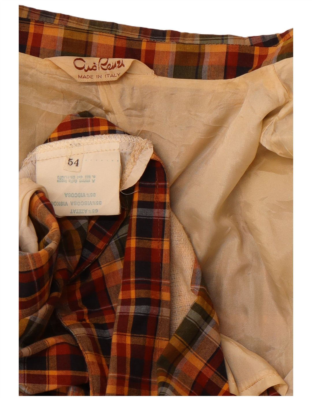 VINTAGE Ανδρικό σακάκι με 2 κουμπιά μπλέιζερ IT 54 2XL Πολύχρωμο βαμβακερό καρό