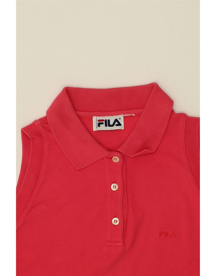 FILA Womens Sleeveless Polo Shirt UK 14 Medium Red Vintage Fila and Second-Hand Fila from Messina Hembry 