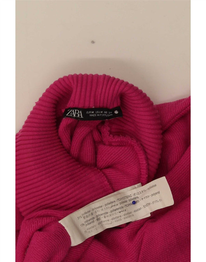 Zara Womens Crop Oversized Top Long Long UK 12 Medium Pink Polyester
