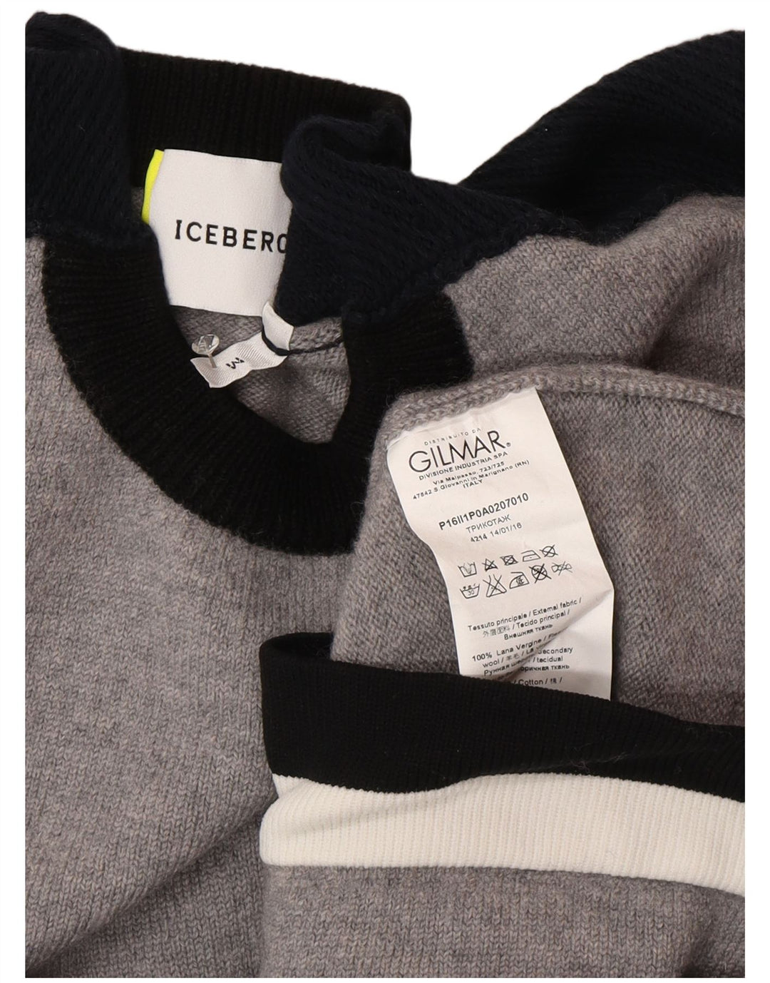 Iceberg γυναικείο πουλόβερ με λαιμόκοψη UK 12 μεσαίου γκρι μαλλί