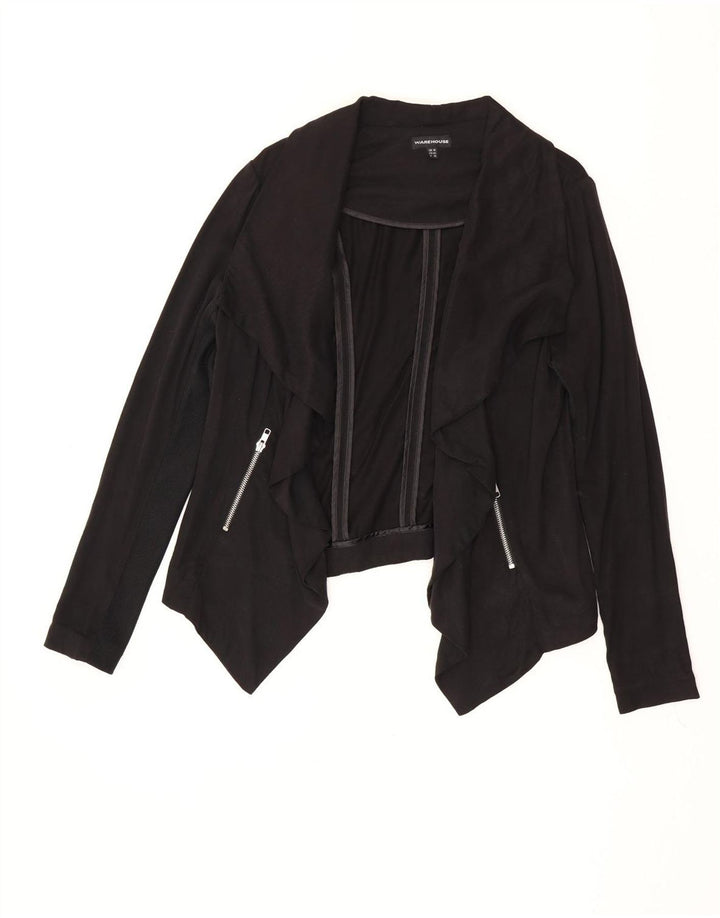 WAREHOUSE Womens Asymmetric Bolero Top UK 16 Large  Black Lyocell