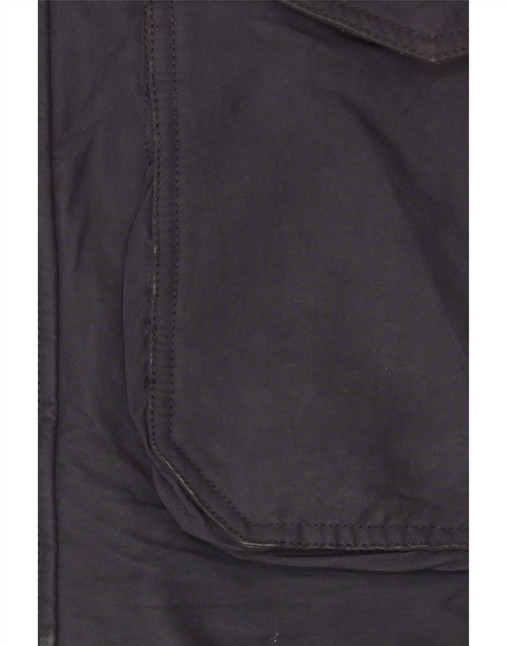 Zara Ανδρικό παλτό με κουκούλα με επένδυση UK 38 Medium Navy Blue Polyester