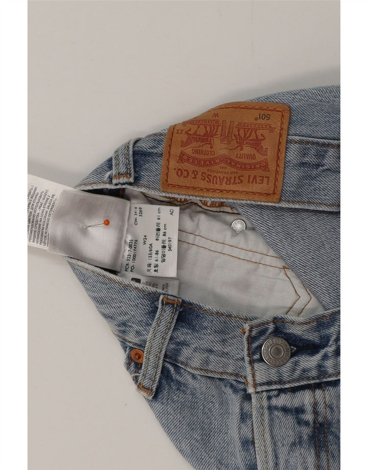 LEVI'S Womens 501 Distressed τζιν σορτς W24 XS Μπλε βαμβακερό
