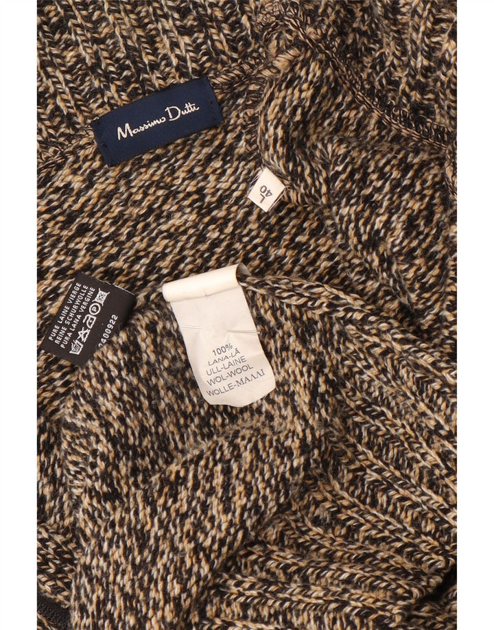 Ανδρικό πουλόβερ ζακέτα Massimo Dutti με μεγάλο καφέ μαλλί