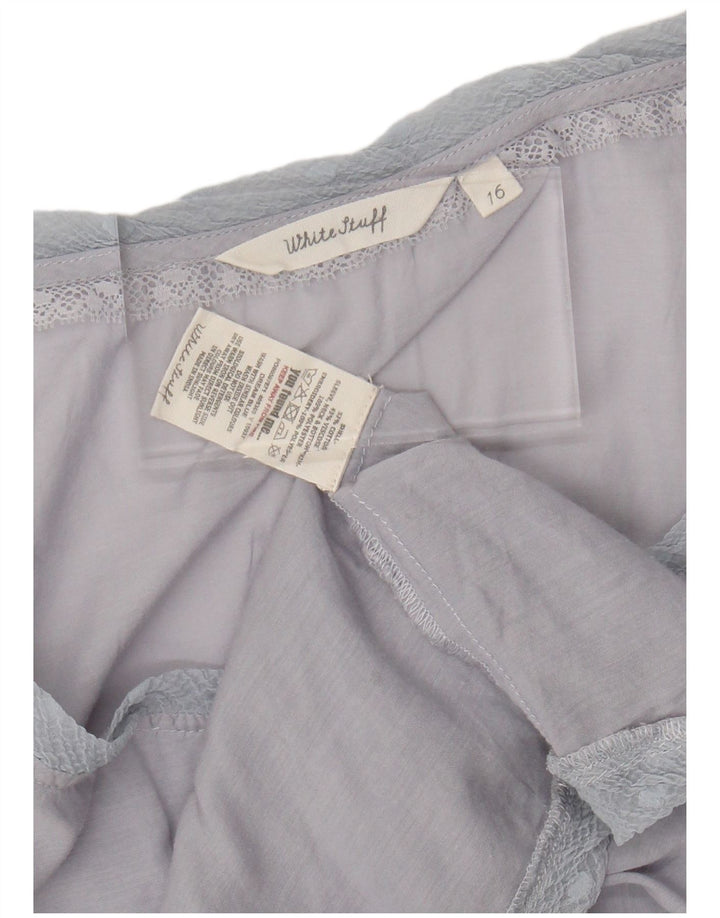 WHITE STUFF Γυναικεία Μπλούζα Τοπ UK 16 Μεγάλο Μπλε Βαμβακερό