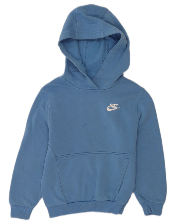 Nike Boys Hoodie Jumper 8-9 ετών Small Blue Cotton