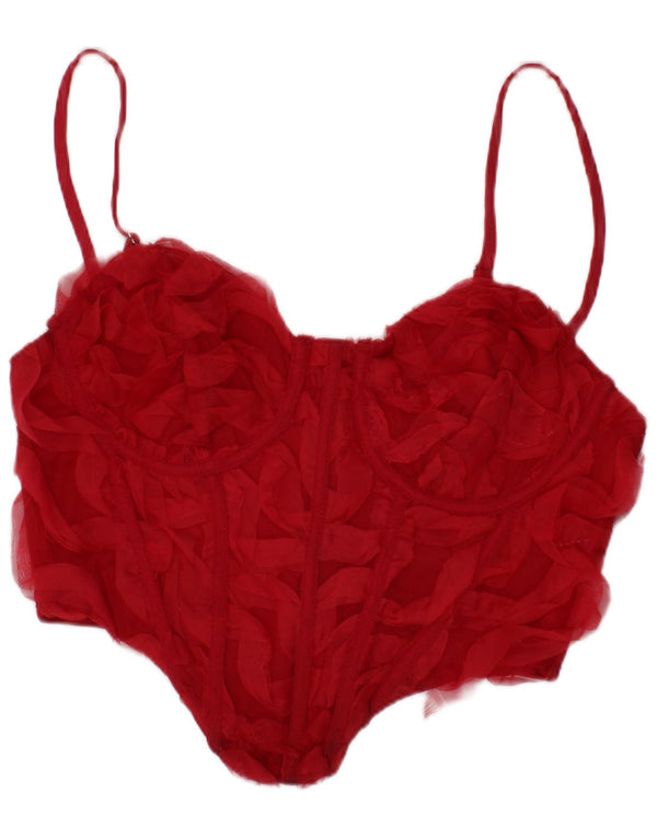 Bershka Γυναικείο Crop Corset Top Festival Medium Red Polyester