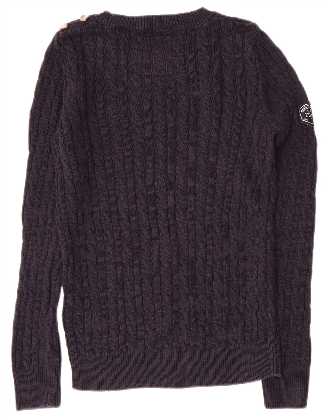 SUPERDRY Γυναικείο πουλόβερ με λαιμόκοψη UK 8 Small Navy Blue από βαμβάκι