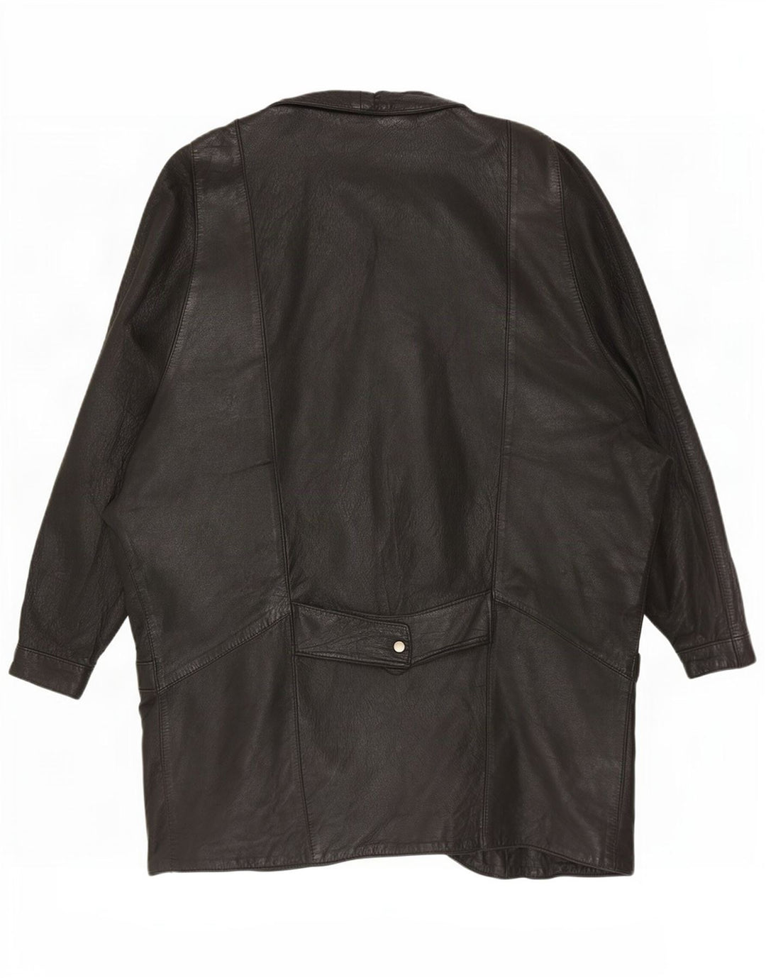 Vintage Γυναικείο Oversized Δερμάτινο Παλτό UK 12 Medium Black