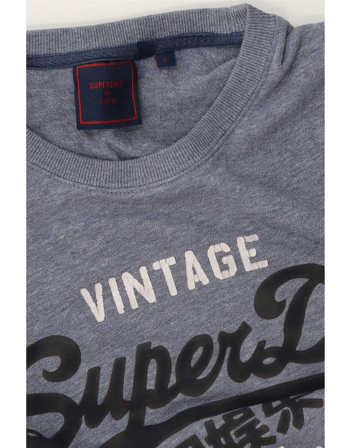 Ανδρικό γραφικό μπλουζάκι Superdry Top μεγάλο μπλε βαμβακερό