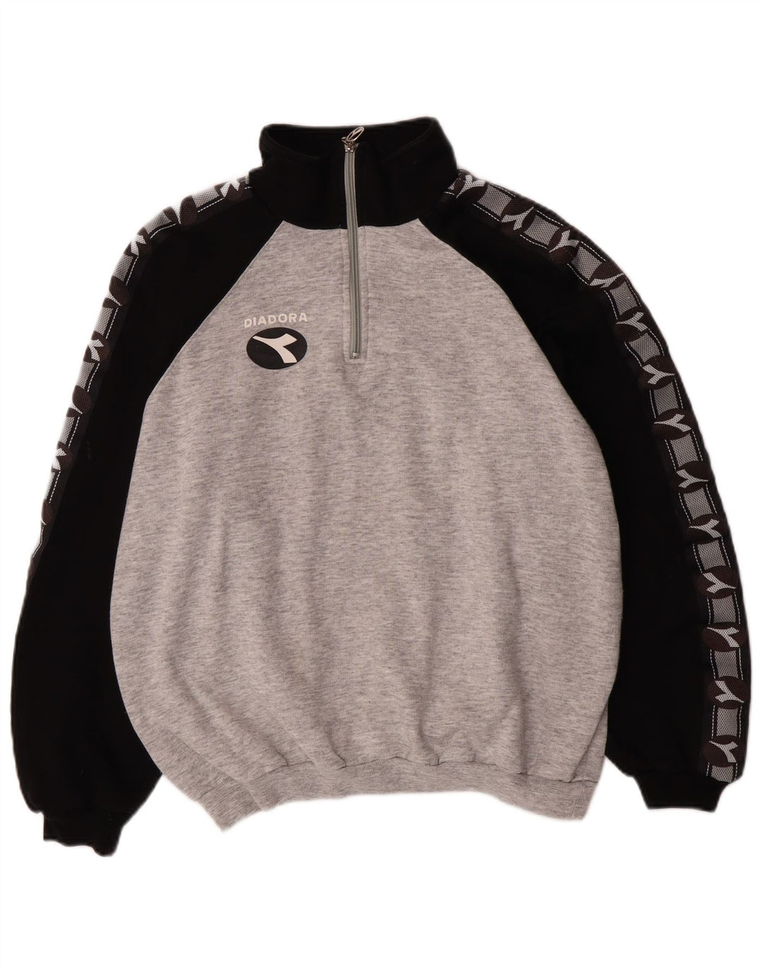 Ανδρικό φούτερ με φερμουάρ Diadora, πουκάμισο με μεγάλο γκρι χρώμα, βαμβακερό