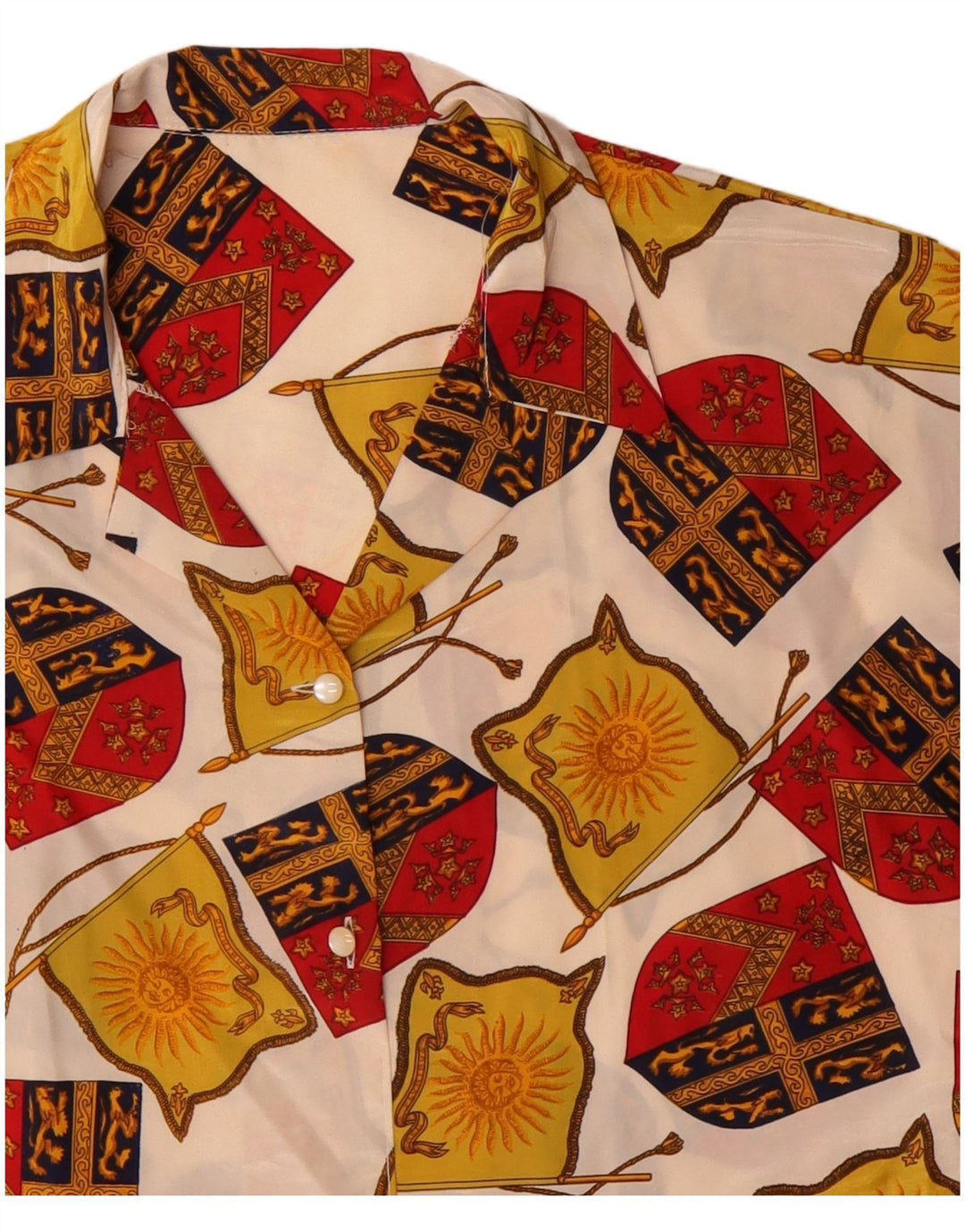 Vintage γυναικείο πουκάμισο με αφηρημένο σχέδιο μπλούζα UK 14 Large Off White