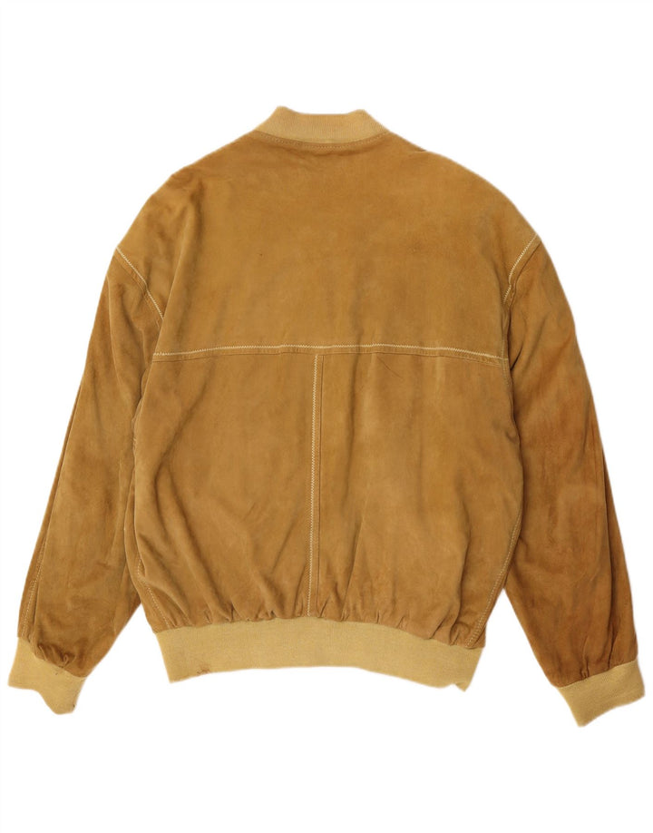 Ανδρικό Hugo Boss Loose Fit Suede Bomber Jacket EU 48 Δερμάτινο μεσαίο καφέ