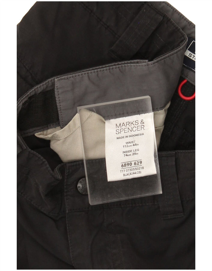 Marks & Spencer Ανδρικό ίσιο παντελόνι Cargo W44 L29 Μαύρο βαμβακερό
