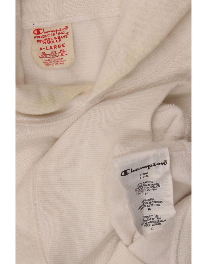 Champion Mens Hoodie Jumper XL White Cotton