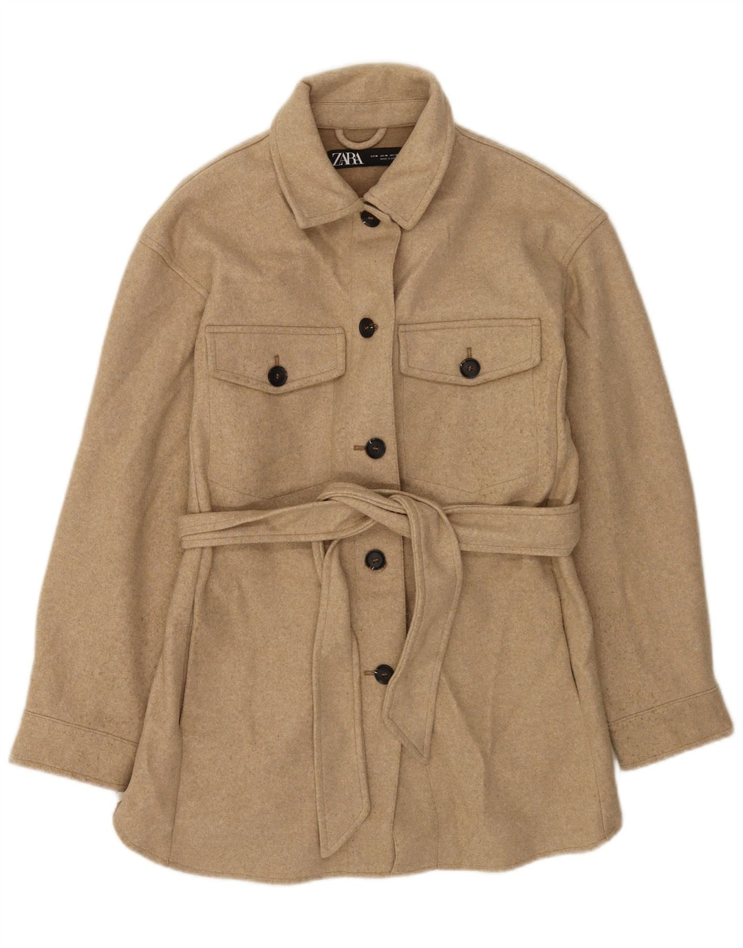 Zara Γυναικείο Πανωφόρι UK 14 Medium Beige Flecked Polyester