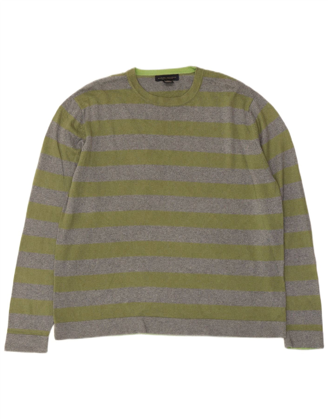 Μπανάνα Republic Ανδρικό πουλόβερ με λαιμόκοψη μεσαίου γκρι ριγέ μετάξι