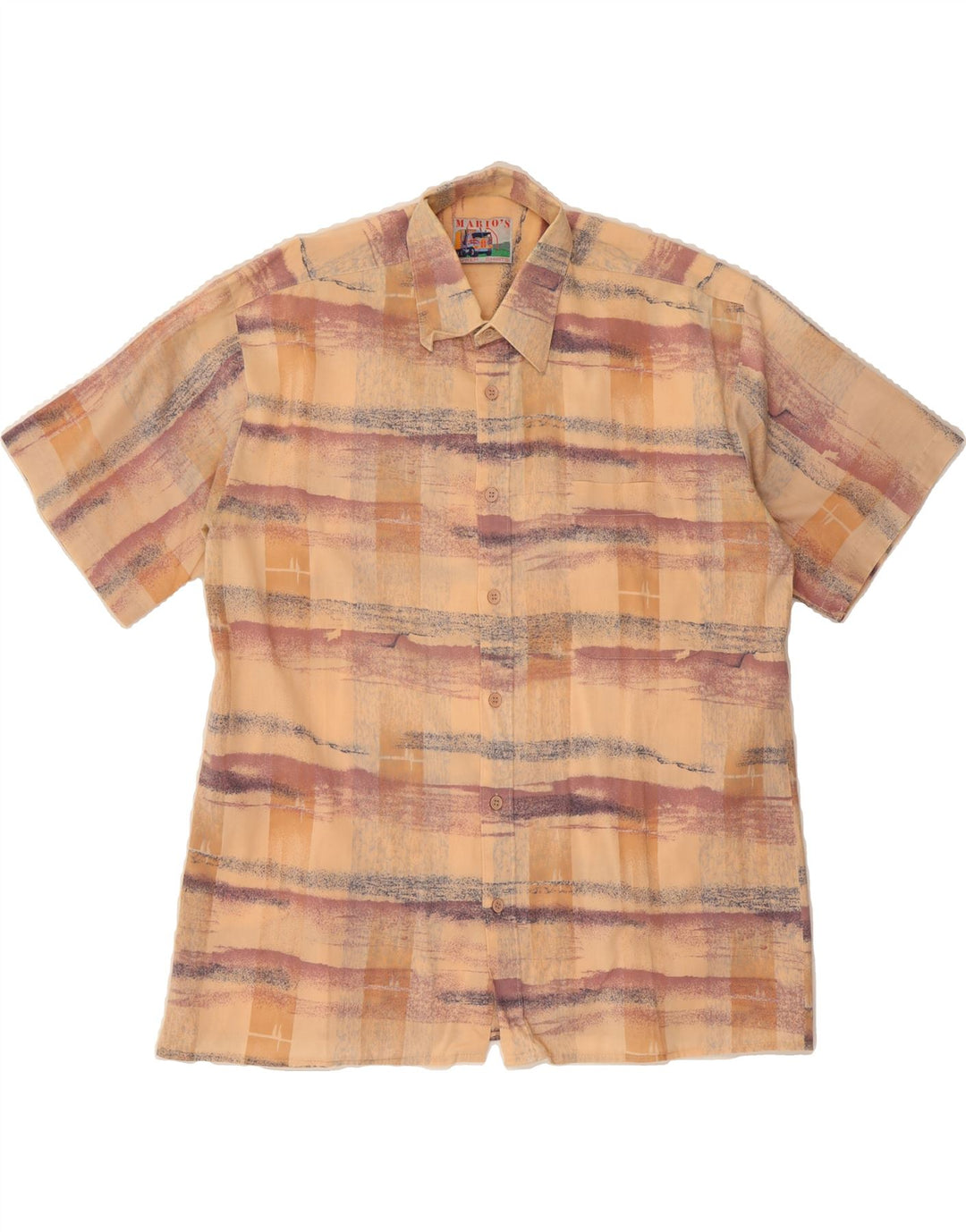 MARIO'S Mens Short Sleeve Shirt Large Orange Check Vintage Mario's and Second-Hand Mario's from Messina Hembry 