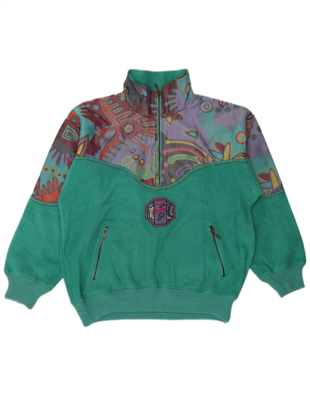 Silvy Ανδρικό φερμουάρ Fleece Jumper XL Πράσινος γεωμετρικός πολυεστέρας