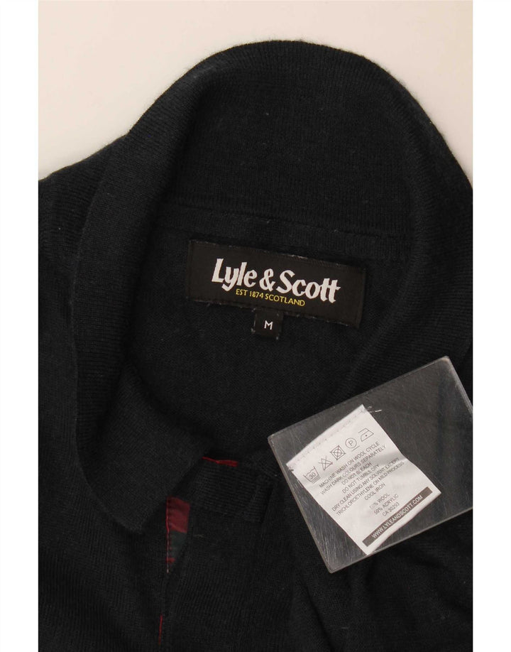Ανδρικό πουλόβερ με λαιμόκοψη Lyle & Scott με μεσαίο μαύρο μαλλί