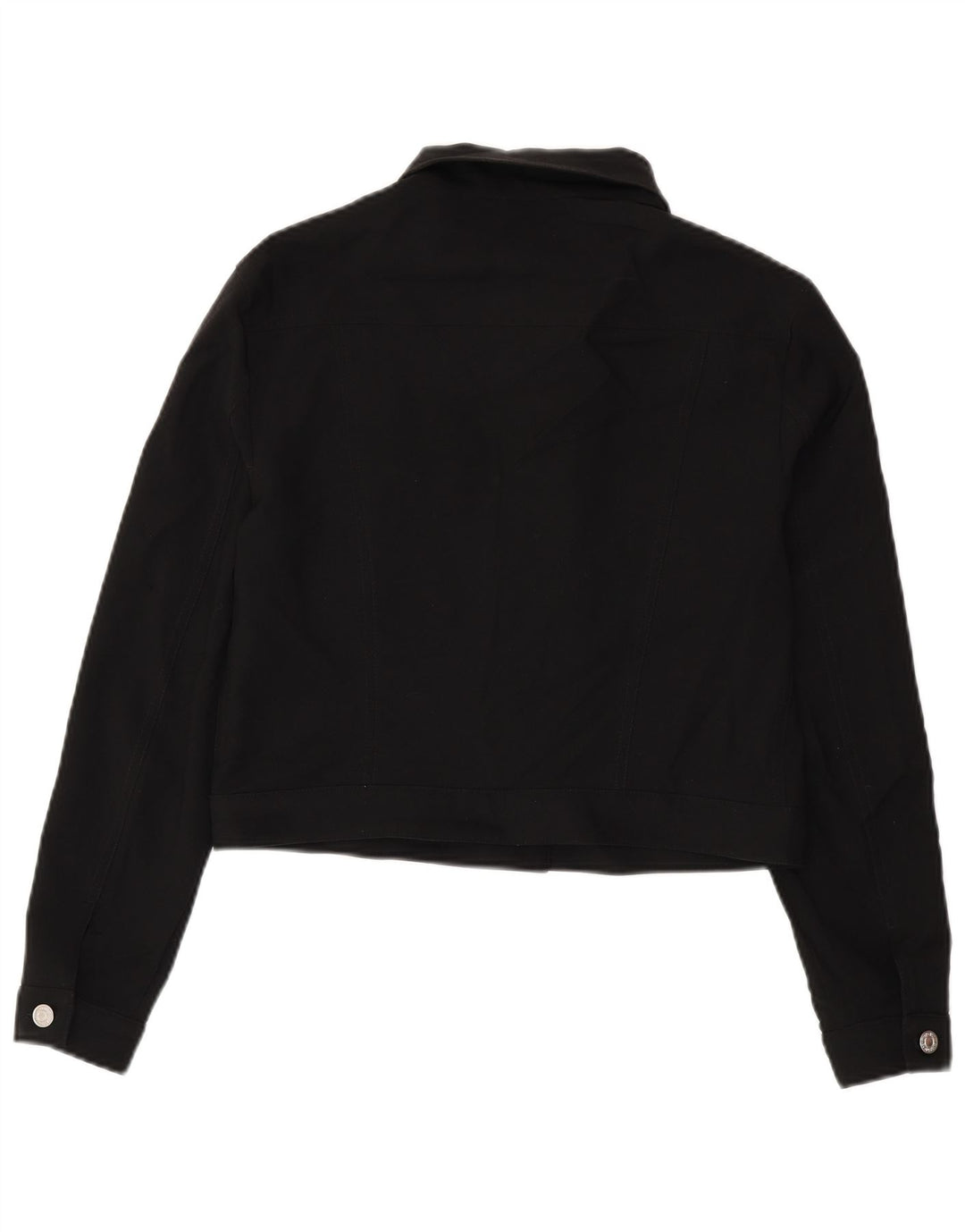 Benetton Γυναικείο Crop Bomber Jacket UK 14 Large Black Polyester