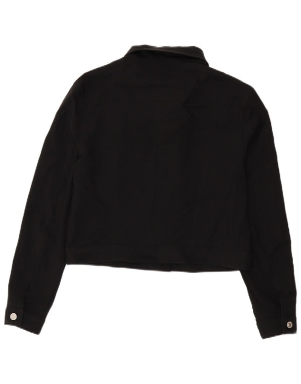 Benetton Γυναικείο Crop Bomber Jacket UK 14 Large Black Polyester