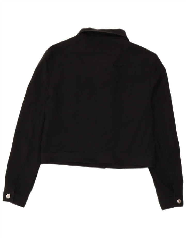 Benetton Γυναικείο Crop Bomber Jacket UK 14 Large Black Polyester