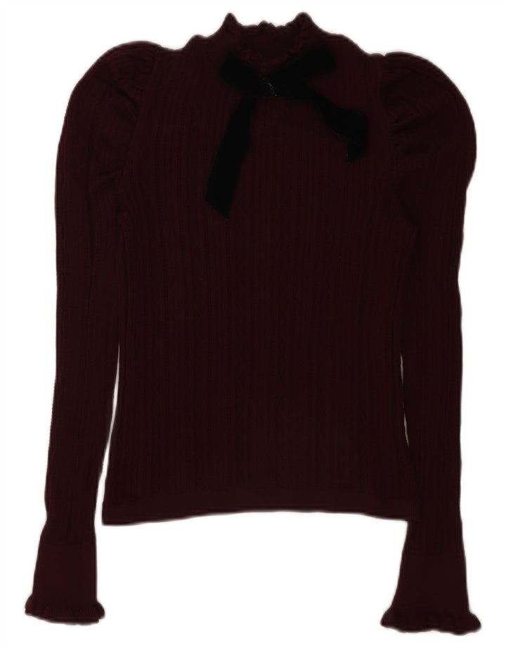 Zara Γυναικεία μακρυμάνικη μπλούζα τοπ UK 12 Medium Burgundy