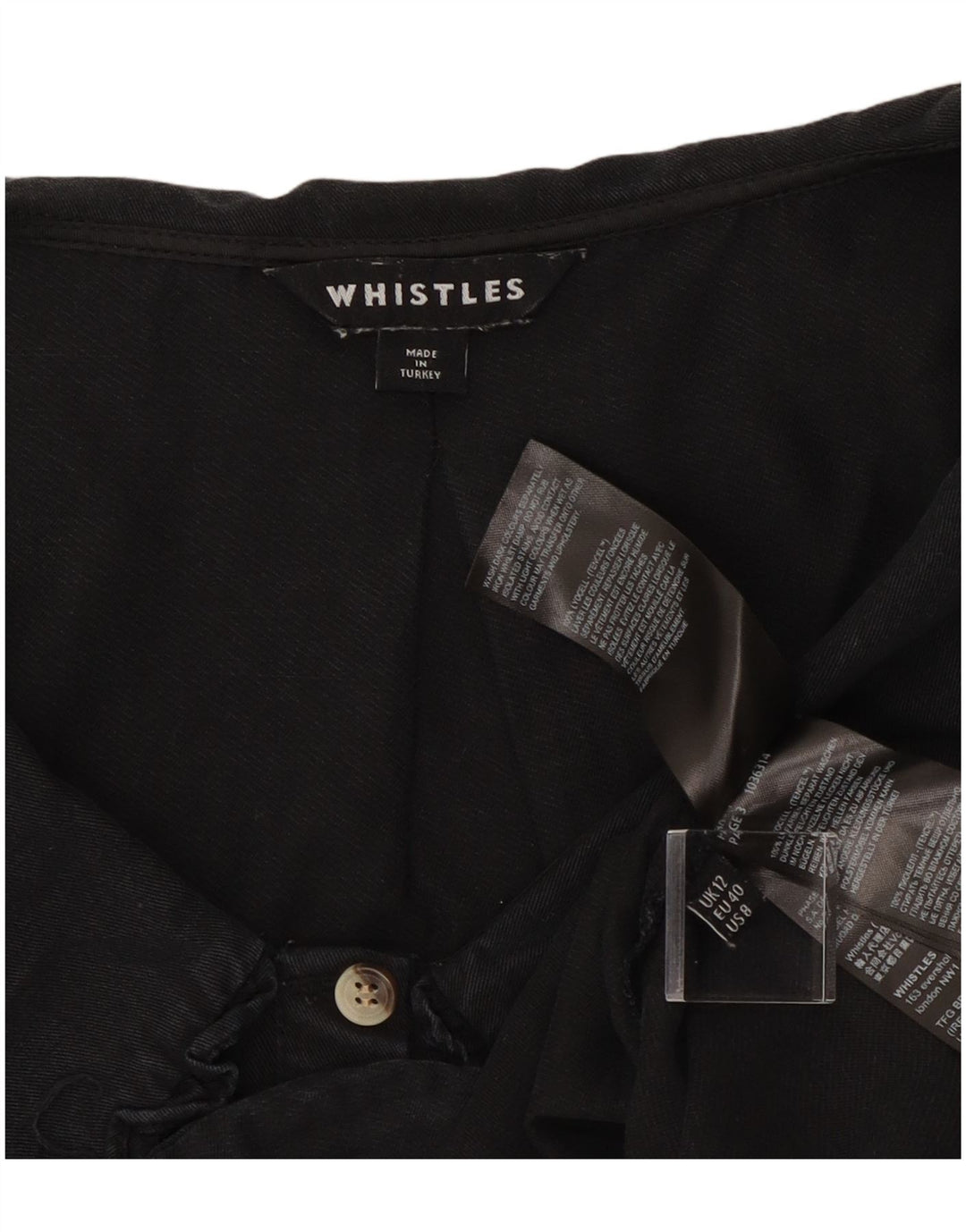 Whistle Γυναικείο πουκάμισο Crop Μπλούζα UK 12 Medium Black Lycra