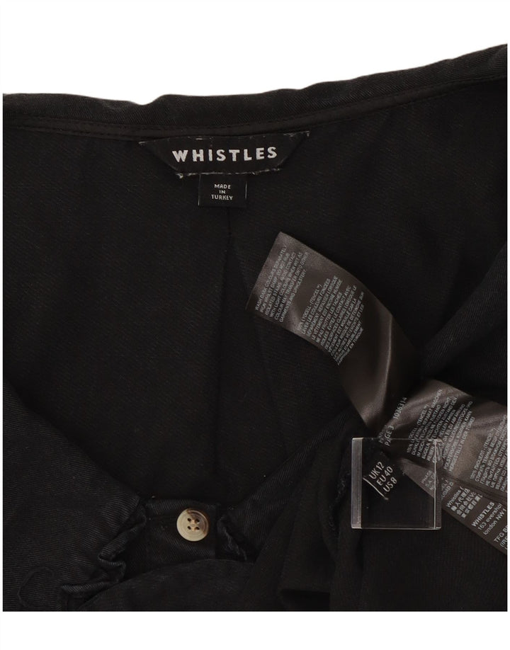 Whistle Γυναικείο πουκάμισο Crop Μπλούζα UK 12 Medium Black Lycra