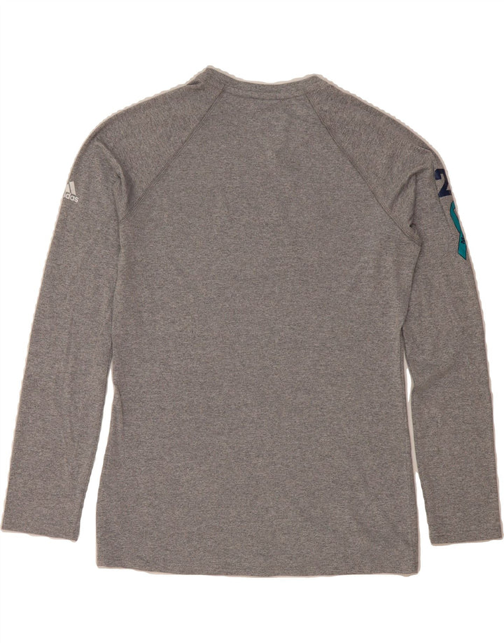 ADIDAS Womens Graphic Top Long Sleeve UK 10 Small Grey Polyester Vintage Adidas and Second-Hand Adidas from Messina Hembry 