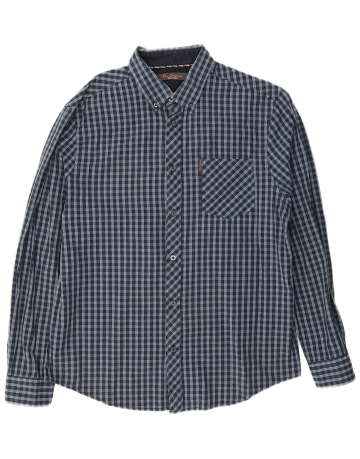 Ανδρικό πουκάμισο Ben Sherman Μεγάλο Navy Blue Gingham Cotton