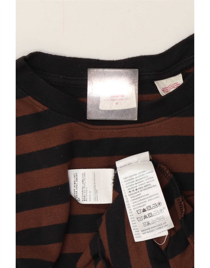 Γυναικείο μπλουζάκι Levi's μακρυμάνικο UK 14 μεσαίο καφέ βαμβακερό ριγέ
