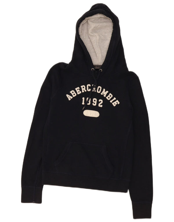 Abercrombie & Fitch Γυναικεία γραφικά μπλούζα με κουκούλα UK 12 μεσαίο μαύρο βαμβακερό
