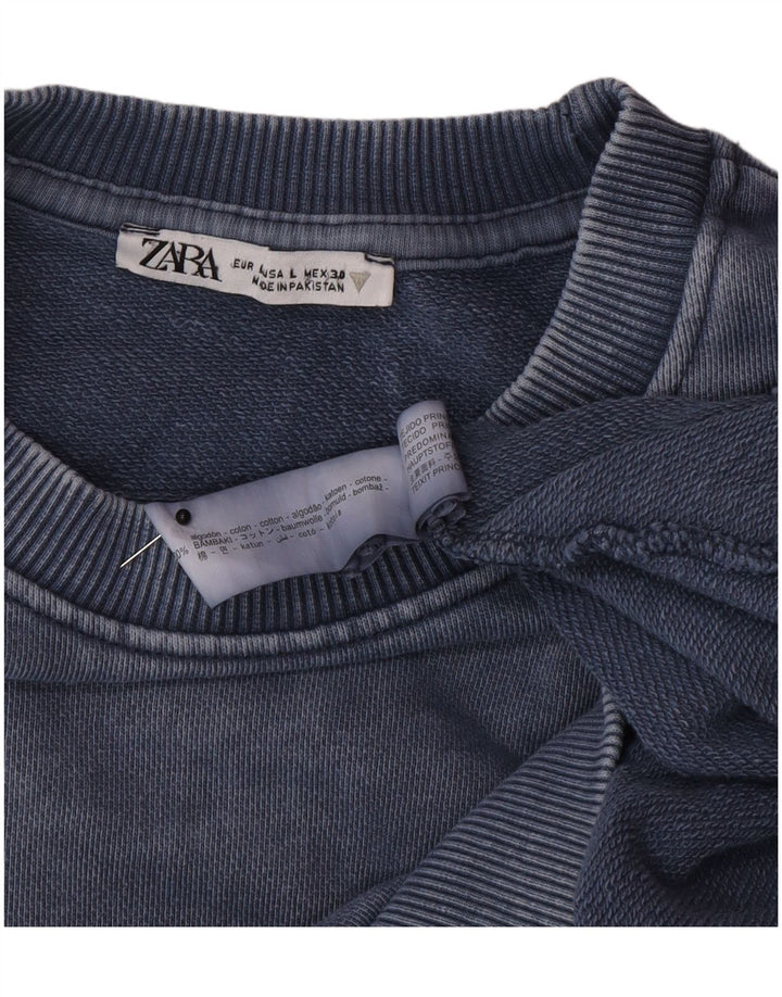 Zara Γυναικεία φούτερ υπερμεγέθη Jumper UK 16 Large Navy Blue Cotton
