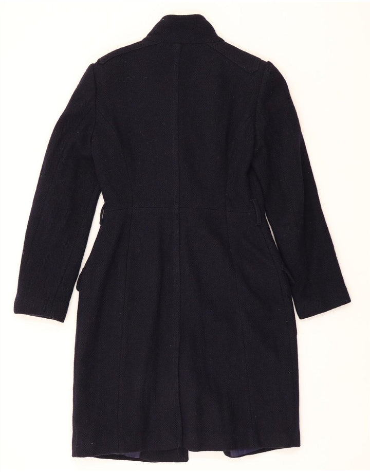 BENETTON Womens Double Breasted Coat UK 10 Small Navy Blue Wool Vintage Benetton and Second-Hand Benetton from Messina Hembry 