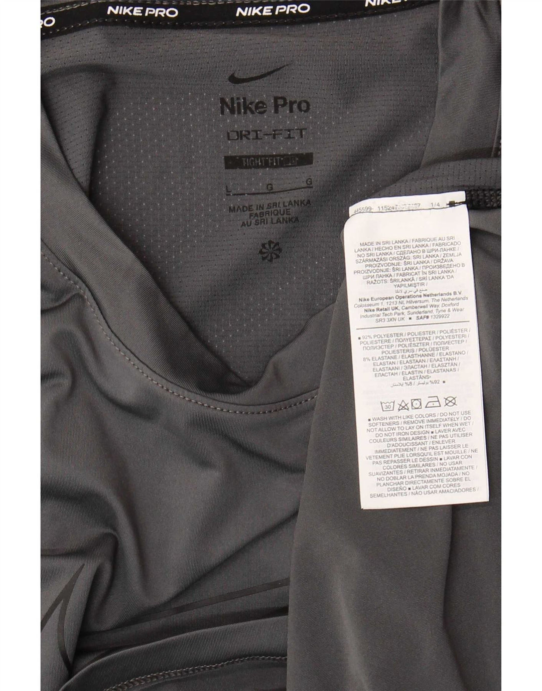 Ανδρικό γραφικό μπλουζάκι Nike Dri Fit Slim Fit Top μεγάλο γκρι πολυεστέρα