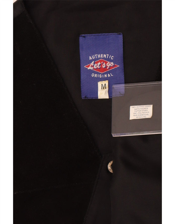 Αυθεντικό ανδρικό σουέτ γιλέκο μεσαίο μαύρο δέρμα