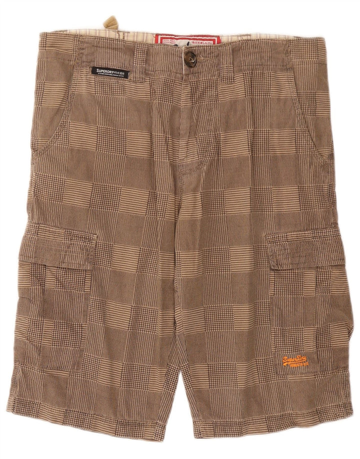 Ανδρικό σορτς Cargo SUPERDRY Small W29 Beige Check Cotton