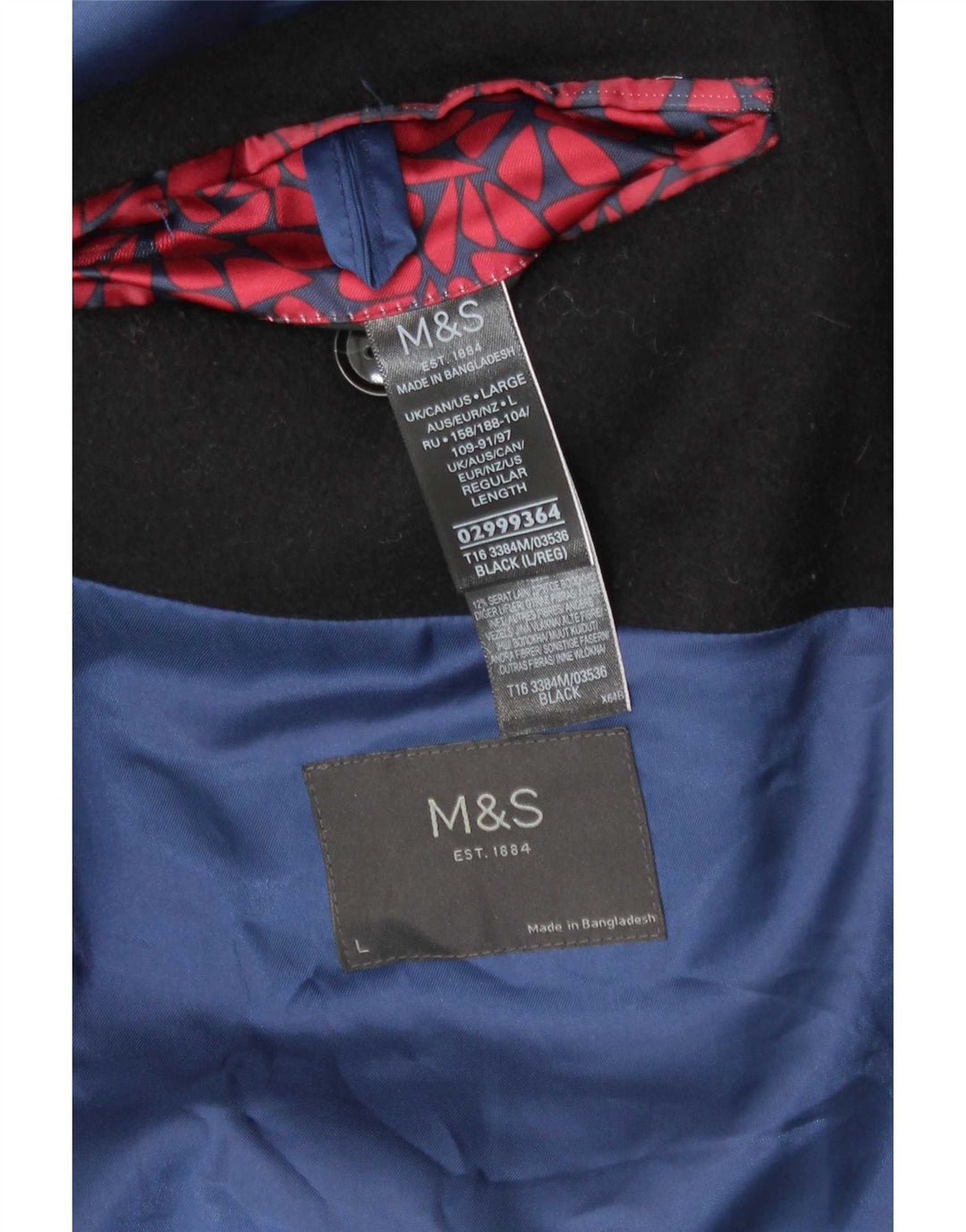 Ανδρικό πανωφόρι Marks & Spencer UK 40 Large Black Classic